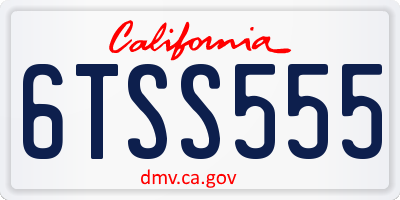 CA license plate 6TSS555