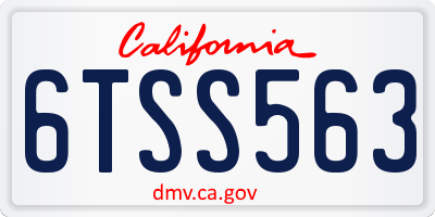 CA license plate 6TSS563