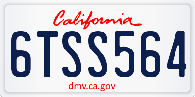 CA license plate 6TSS564