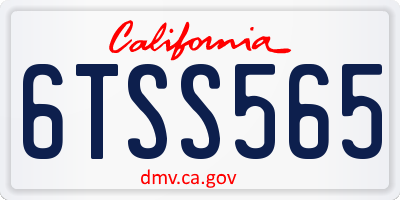 CA license plate 6TSS565