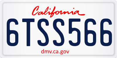 CA license plate 6TSS566