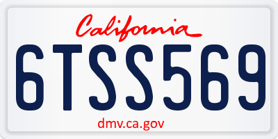 CA license plate 6TSS569