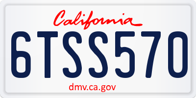 CA license plate 6TSS570