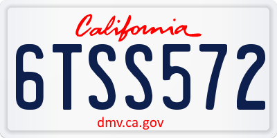 CA license plate 6TSS572