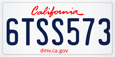 CA license plate 6TSS573