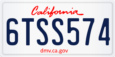 CA license plate 6TSS574