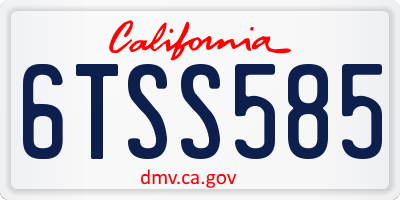 CA license plate 6TSS585