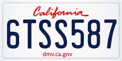 CA license plate 6TSS587