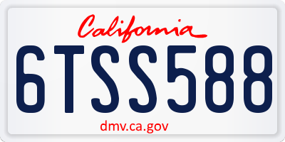 CA license plate 6TSS588
