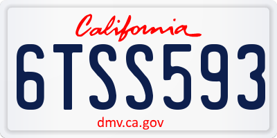 CA license plate 6TSS593