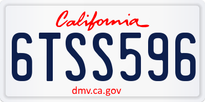 CA license plate 6TSS596