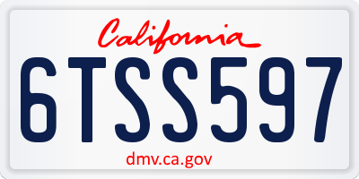 CA license plate 6TSS597