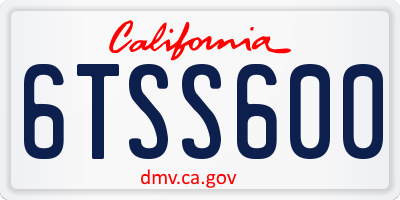 CA license plate 6TSS600