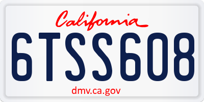 CA license plate 6TSS608