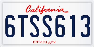 CA license plate 6TSS613