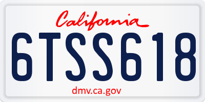 CA license plate 6TSS618