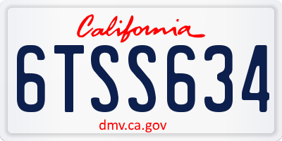 CA license plate 6TSS634