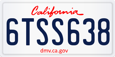 CA license plate 6TSS638