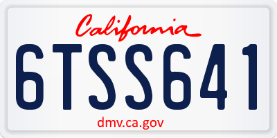 CA license plate 6TSS641