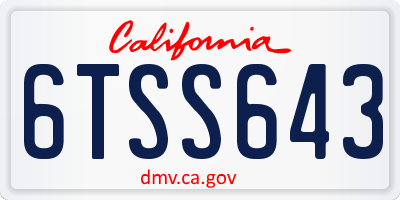 CA license plate 6TSS643