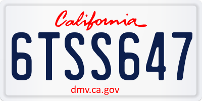 CA license plate 6TSS647
