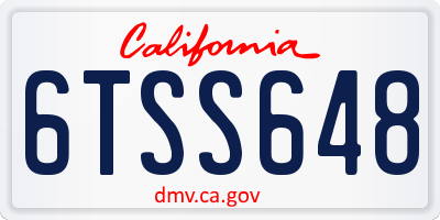 CA license plate 6TSS648