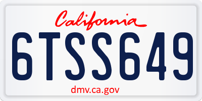 CA license plate 6TSS649