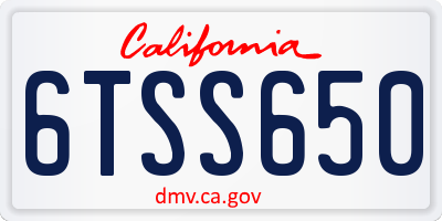 CA license plate 6TSS650