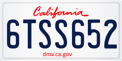CA license plate 6TSS652