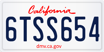 CA license plate 6TSS654