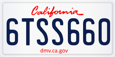 CA license plate 6TSS660