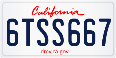 CA license plate 6TSS667