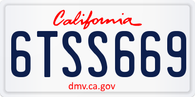 CA license plate 6TSS669
