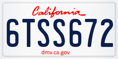 CA license plate 6TSS672