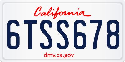 CA license plate 6TSS678