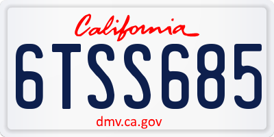 CA license plate 6TSS685