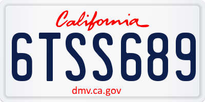 CA license plate 6TSS689
