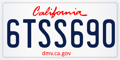 CA license plate 6TSS690