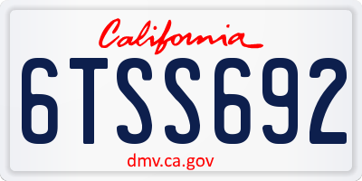 CA license plate 6TSS692