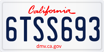 CA license plate 6TSS693