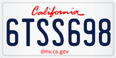 CA license plate 6TSS698