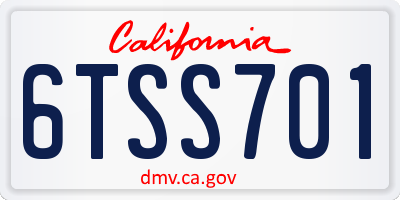 CA license plate 6TSS701