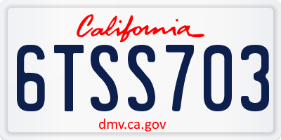 CA license plate 6TSS703