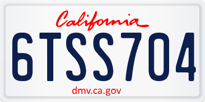 CA license plate 6TSS704