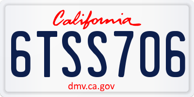 CA license plate 6TSS706
