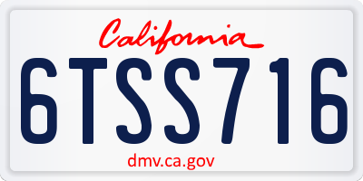 CA license plate 6TSS716