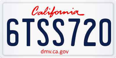 CA license plate 6TSS720