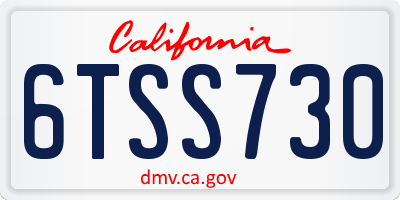 CA license plate 6TSS730