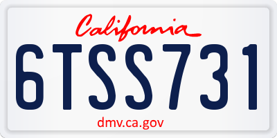 CA license plate 6TSS731