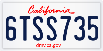 CA license plate 6TSS735